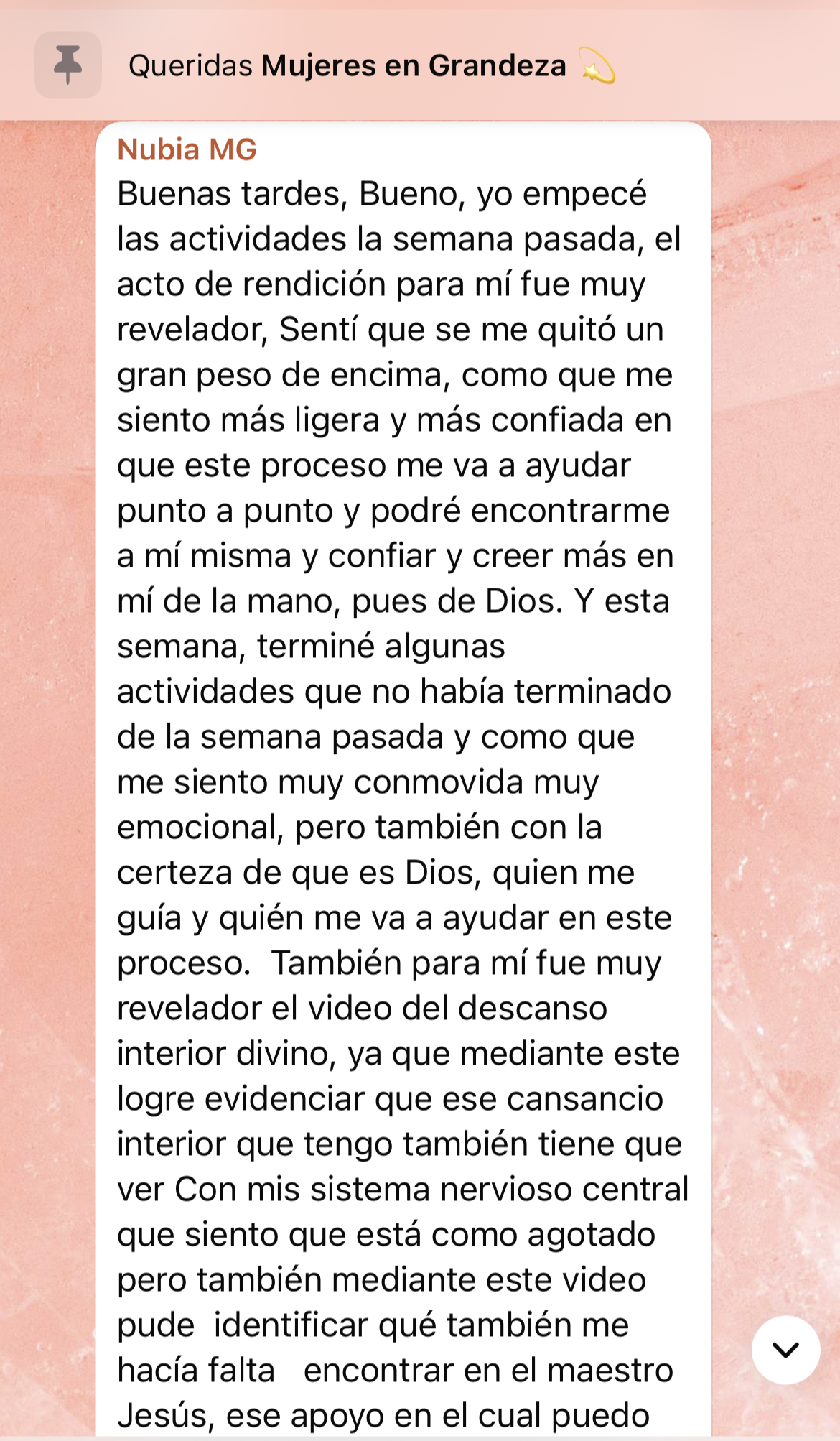 Testimonio de la comunidad Mujer en Grandeza