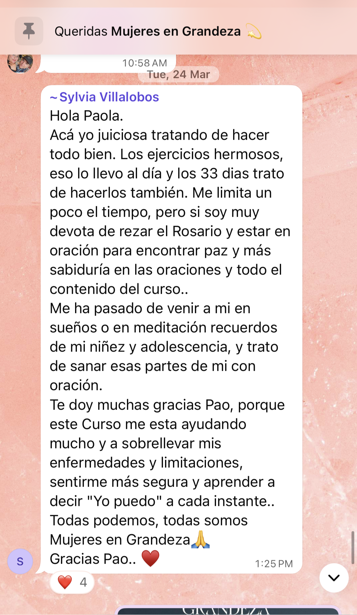 Testimonio de la comunidad Mujer en Grandeza